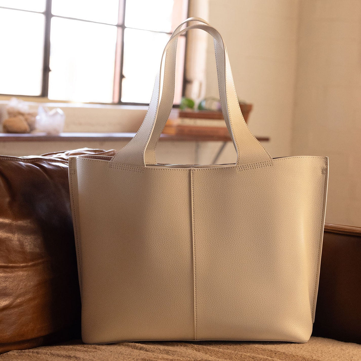 HOBO Customer Favorite - Vida Large Tote in Micro Pebbled Leather - Almond