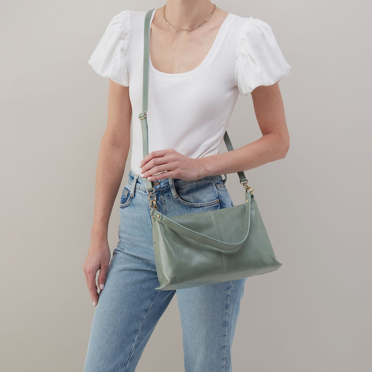 HOBO Sale - Avon Shoulder Bag In Polished Leather - Jade