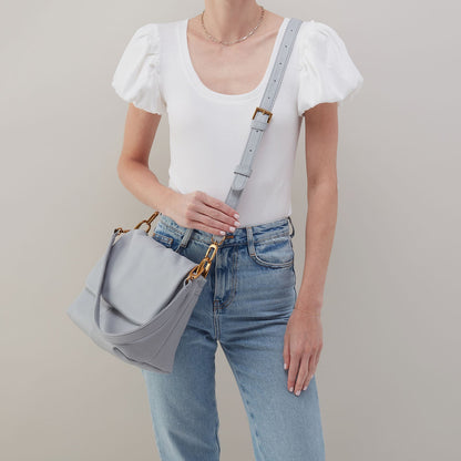 HOBO Sale - Harley Convertible Shoulder Bag In Pebbled Leather - Blue Pearl