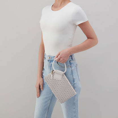 HOBO Top Pick - Sable Wristlet In Perforated Leather - Ecru Daisy Perf