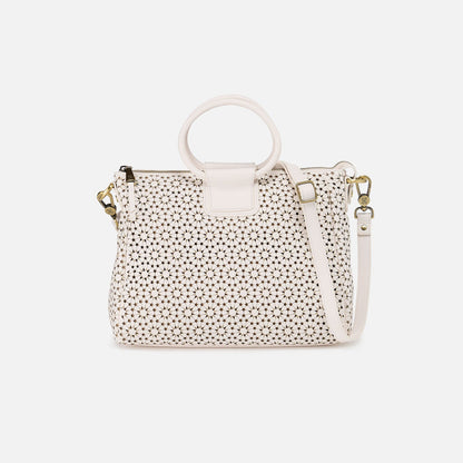 HOBO Classic - Sheila Medium Satchel In Perforated Leather - Ecru Daisy Perf