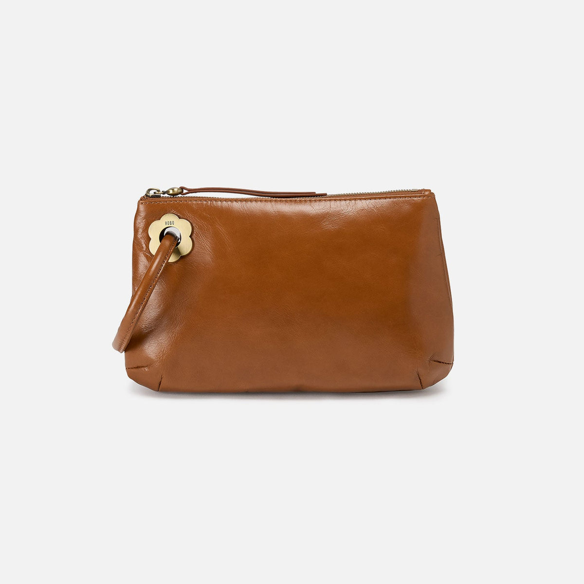 HOBO Essential - Daisy Daze Large Wristlet In Polished Leather - Truffle