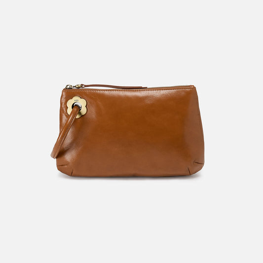 HOBO Essential - Daisy Daze Large Wristlet In Polished Leather - Truffle