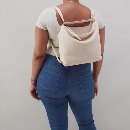 HOBO Latest - Emily Convertible Backpack In Pebbled Leather - Cream
