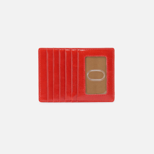 HOBO Essential - Euro Slide Card Case In Polished Leather - Grenadine