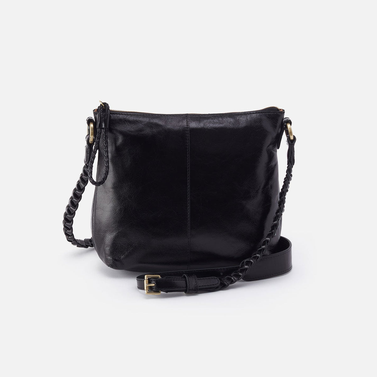 HOBO Premium - Lasso Medium Crossbody In Polished Leather - Black