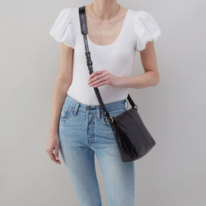 HOBO Premium - Lasso Medium Crossbody In Polished Leather - Black