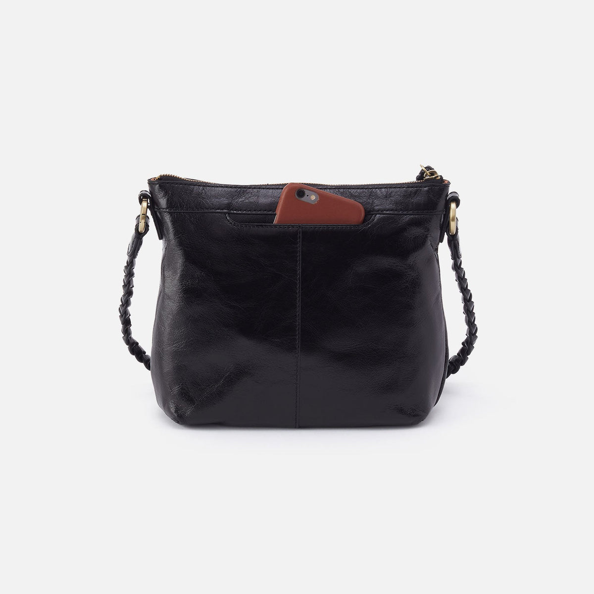 HOBO Premium - Lasso Medium Crossbody In Polished Leather - Black
