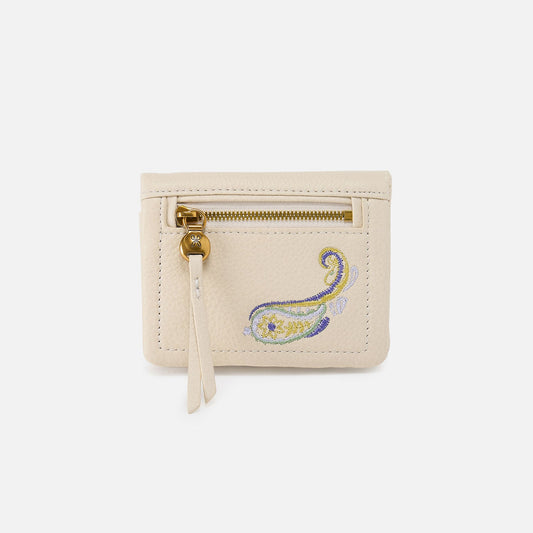 HOBO Signature - Lumen Mini Wallet In Pebbled Leather - Embroidered Birch