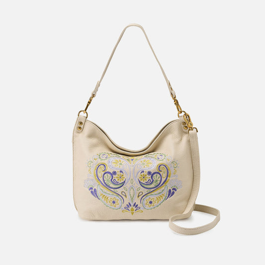 HOBO Best Seller - Pier Shoulder Bag In Pebbled Leather - Embroidered Birch