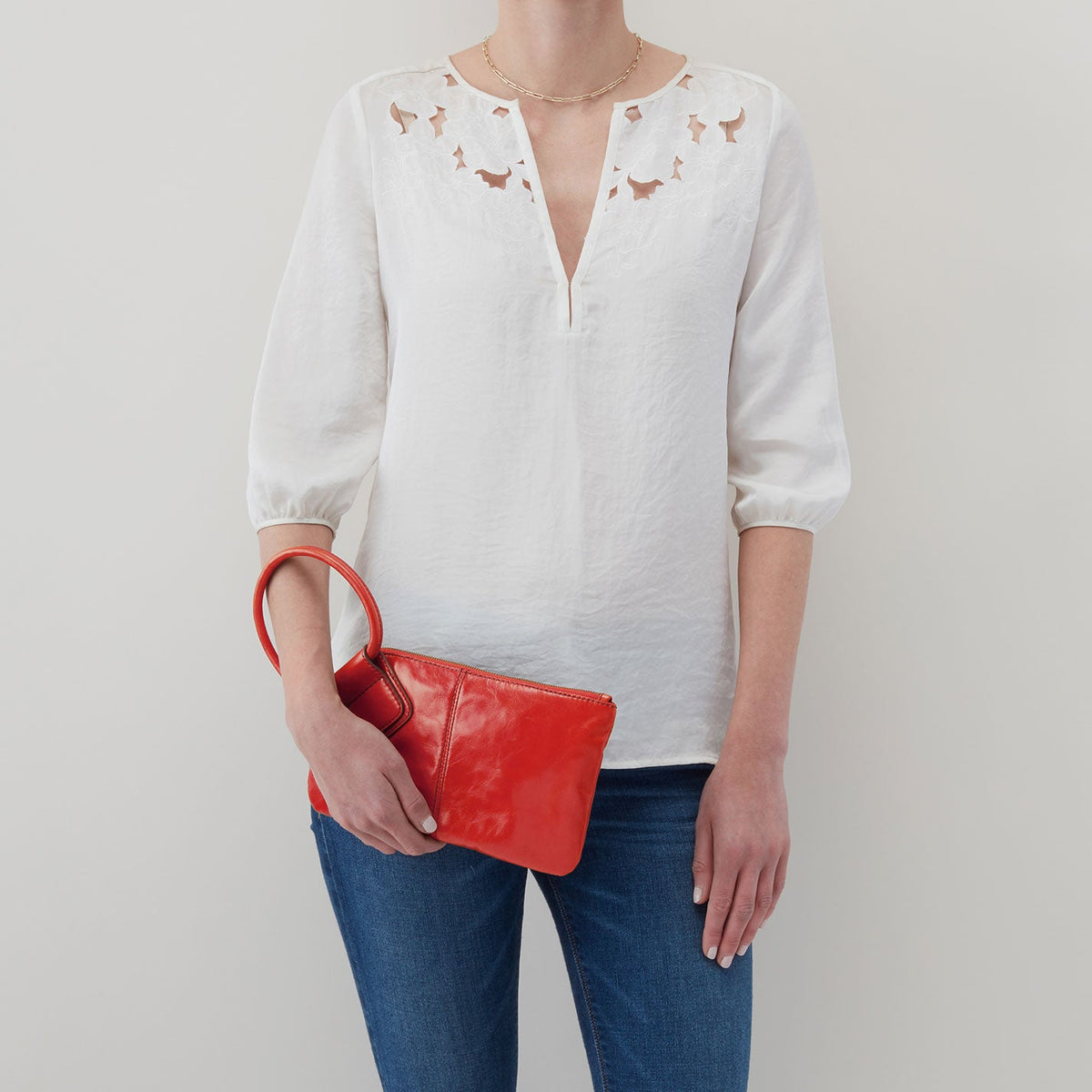 HOBO Top Pick - Sable Wristlet In Polished Leather - Grenadine