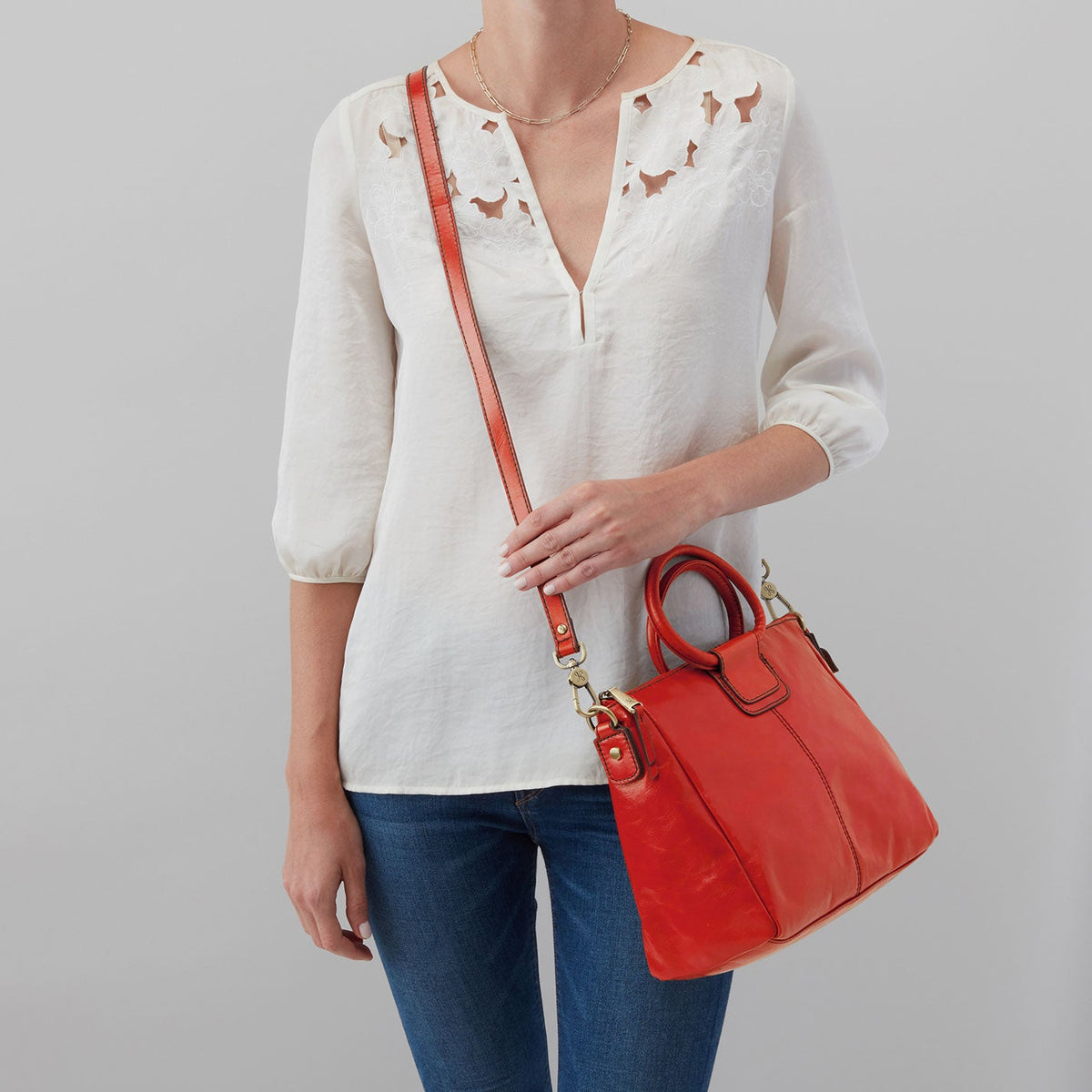 HOBO Customer Favorite - Sheila Medium Satchel In Polished Leather - Grenadine