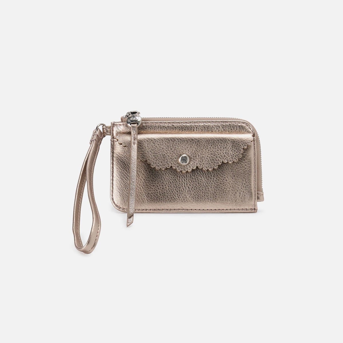 HOBO Essential - Tabby Card Wristlet In Metallic Leather - Cameo Quartz