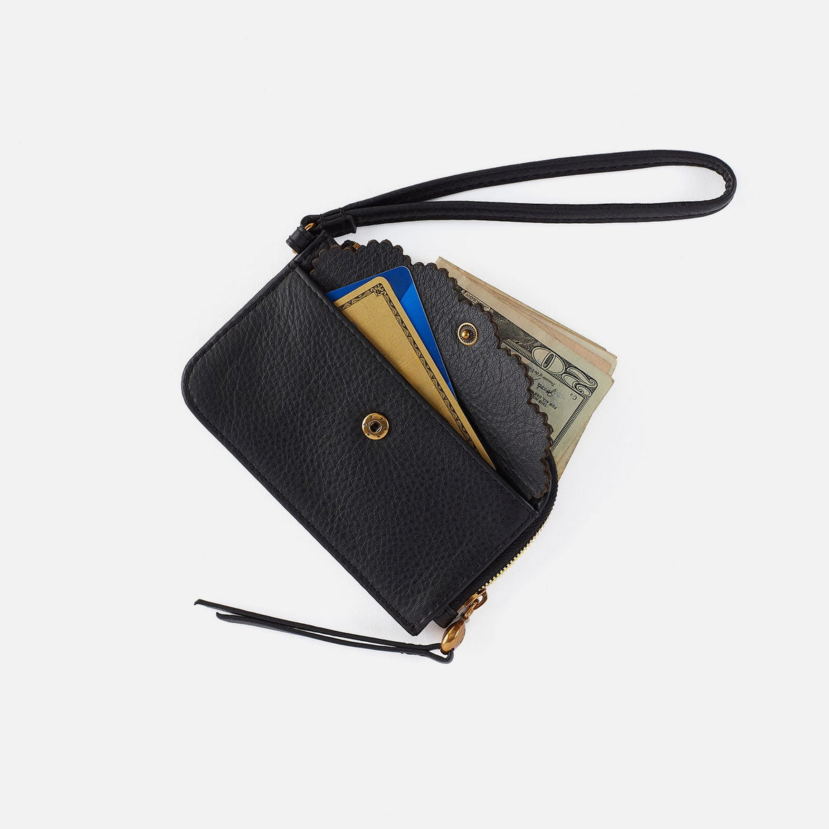 HOBO Essential - Tabby Card Wristlet In Metallic Leather - Cameo Quartz