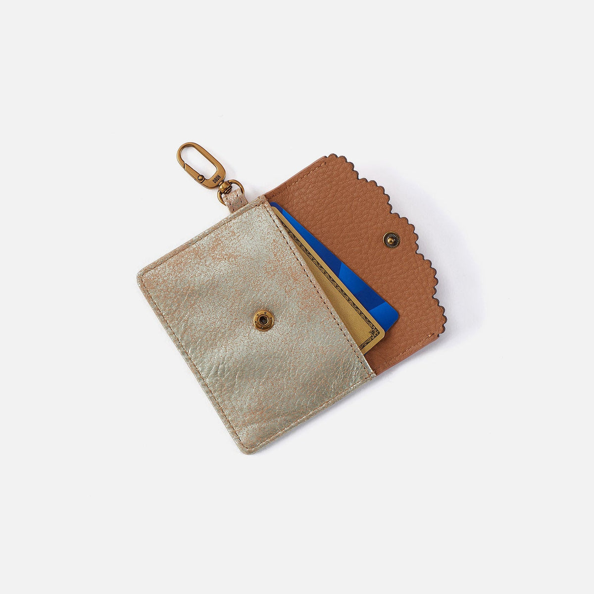 HOBO Top Pick - Tabby Flap Card Case In Metallic Leather - Saddle Stardust